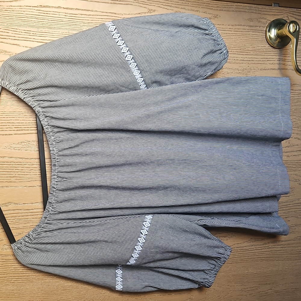 Ann Taylor Striped Off-Shoulder Blouse